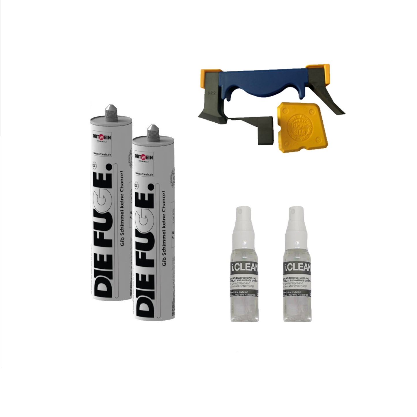 2x DIE FUGE mit Farbe nach Wahl + 2x i.Cleaner+ 1x Verfugerwerkzeug