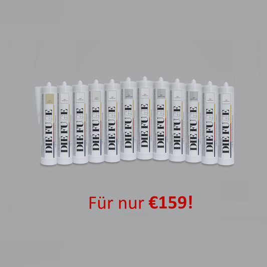 Sonderangebot Karton DIE FUGE mit 12 Kartuschen in verschiedenen Farben für €159